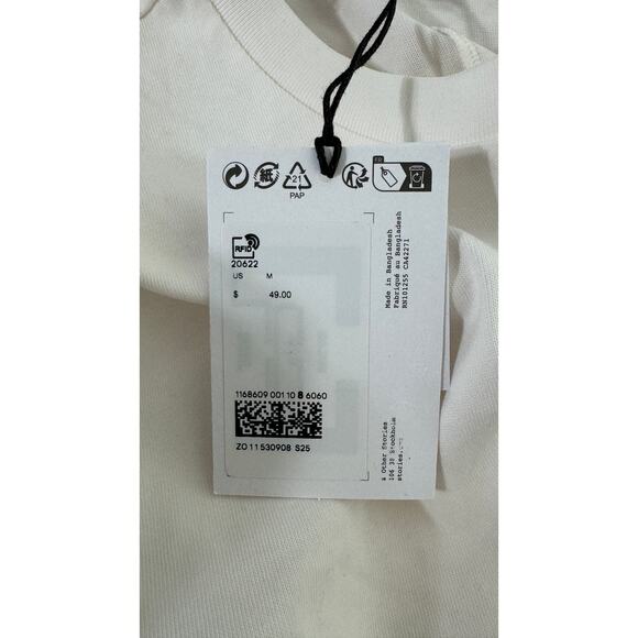 & Other Stories Organic Cotton Short Sleeve T Shirt Womens Medium White Tee New - Picture 8 of 9